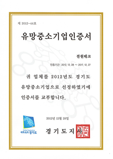 有望な中小企業認証書